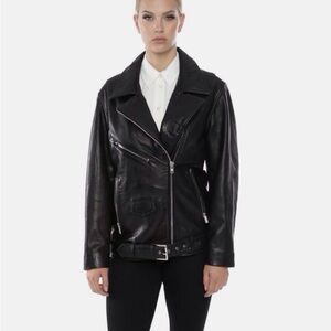 Bod & Christensen Lauren Oversized Leather Motorcycle Jacket, size small, NWT